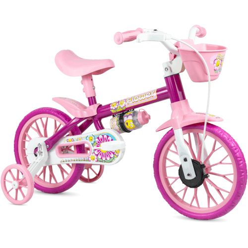 Bicicleta Aro 12 Feminina Flower Rosa Nathor