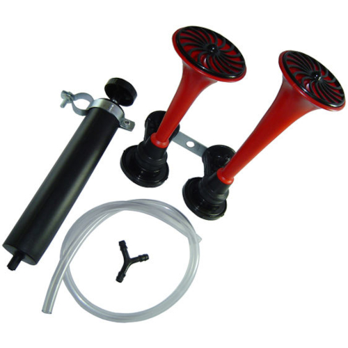 Buzina Corneta Dupla C/ Bomba De Ar Vermelha Araponga