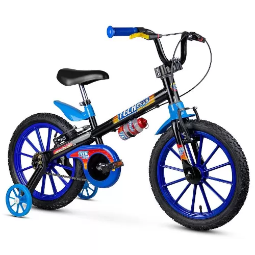 Bicicleta Aro 16 Masculina Tech Boys Preto C/Azul Nathor
