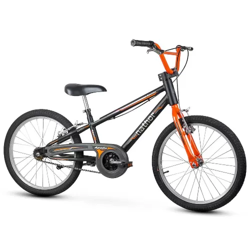 Bicicleta Aro 20 Masculina Aço Preta C/Laranja Apollo Nathor