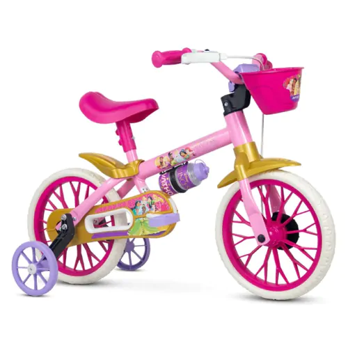 Bicicleta Aro 12 Feminina Princesas Rosa Nathor