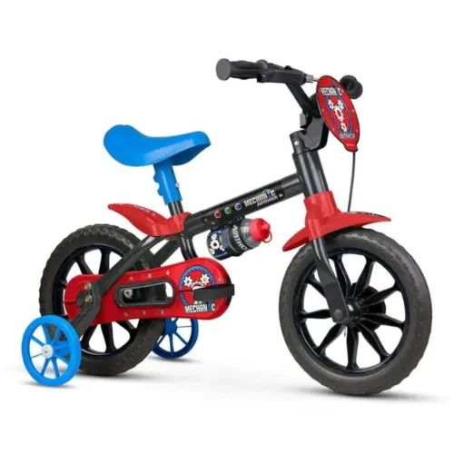 Bicicleta Aro 12 Masculina Mechanic Preto C/Vermelho Nathor